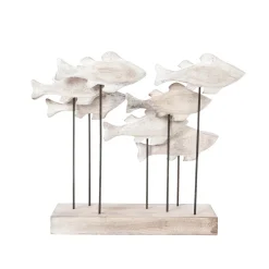 Escultura Deco Marítima Pez De Madera 28 Cm