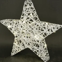 Estrella LED A Pilas Con Temporizador, Plateada