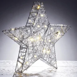 Estrella Metálica Decorativa LED De 30 Cm Que Funciona Con Pilas