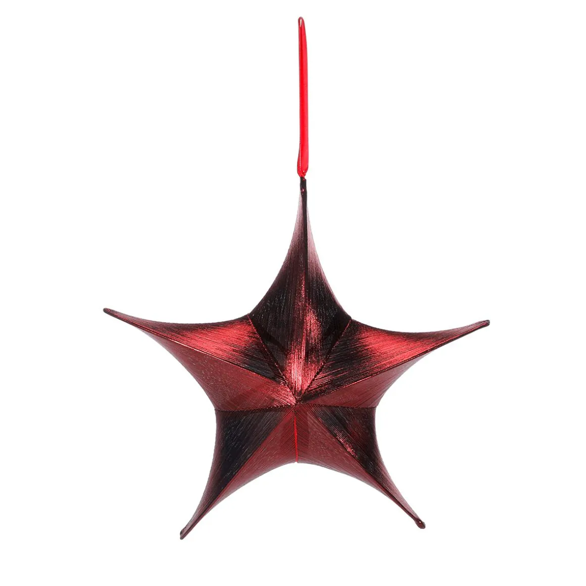 Estrella Plegable De Tela Decorativa, Rojo Metalizado, Con Cremallera