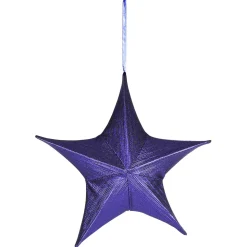 Estrella Plegable De Tela Decorativa, Azul Metalizado, Con Cremallera
