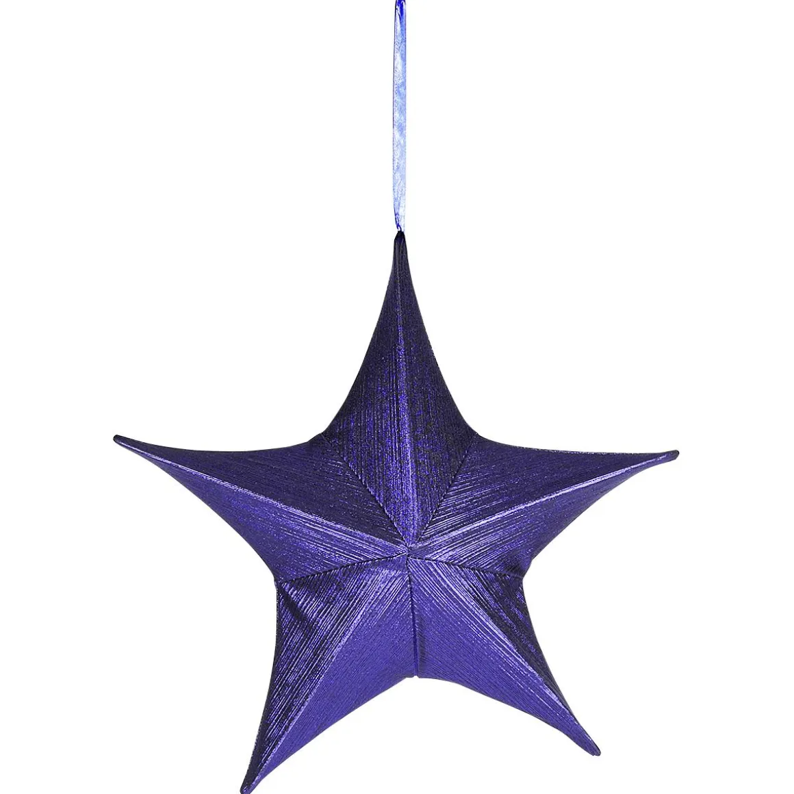 Estrella Plegable De Tela Decorativa, Azul Metalizado, Con Cremallera
