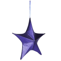 Estrella Plegable De Tela Decorativa, Azul Metalizado, Con Cremallera
