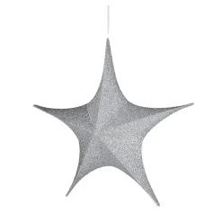 Estrella Plegable Deco Plateada Con Cremallera, 40 Cm