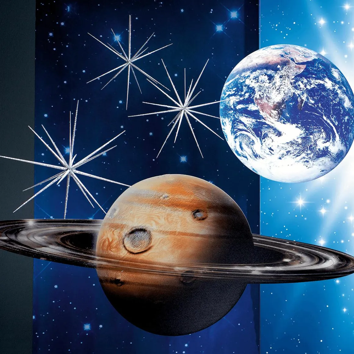 Estrella Sputnik, Color Plateado, Ø 60 Cm