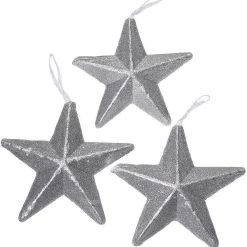 Estrellas Brillantes Decorativas Plata, Ø 20 Cm, 3 Piezas