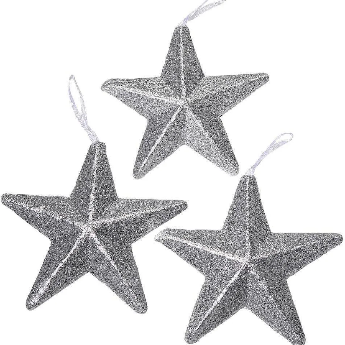Estrellas Brillantes Decorativas Plata, Ø 20 Cm, 3 Piezas