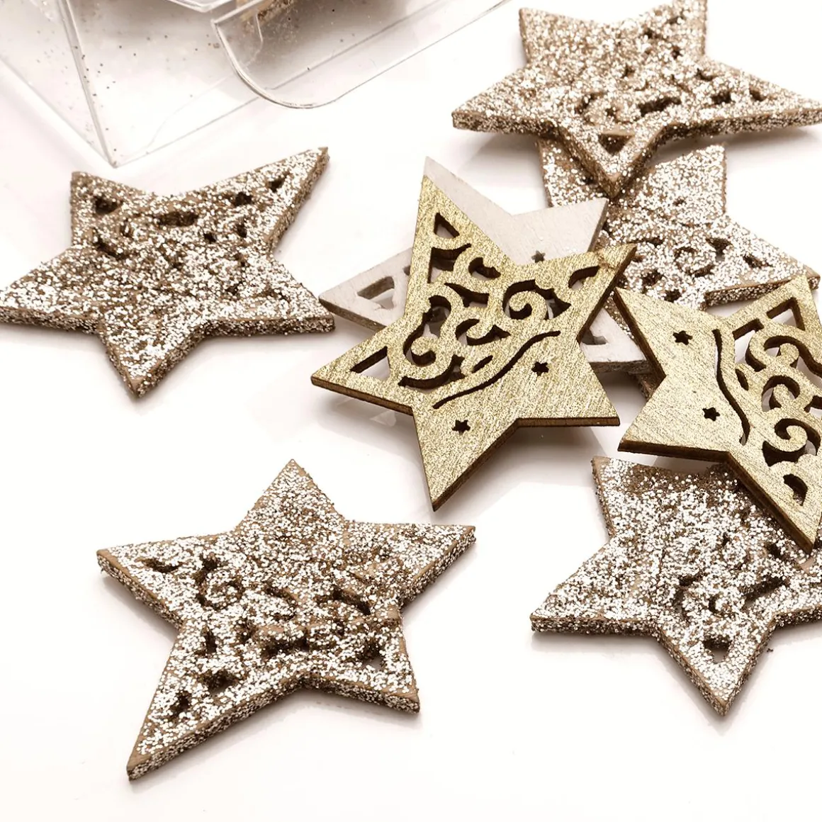 Estrellas De Madera Dispersas 72 Piezas 4 Cm