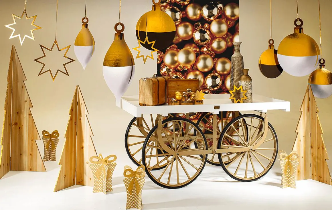 Expositor De Bolas De Navidad En Forma De Gota 37 X 81 Cm Oro Blanco