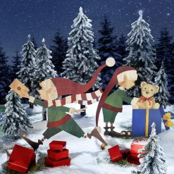 Expositor De Madera Elfo De Navidad 95 X 87 Cm