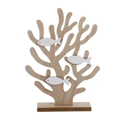 Expositor Decorativo De Madera De Coral Con Peces 22 X 6 X 30 Cm