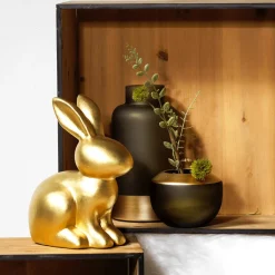 Figura Decorativa Conejo De Pascua Dorado, 50 Cm