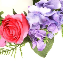 Flor De Hortensia Artificial Corona De Flores Para Puerta Rojo Púrpura 30 Cm Ø