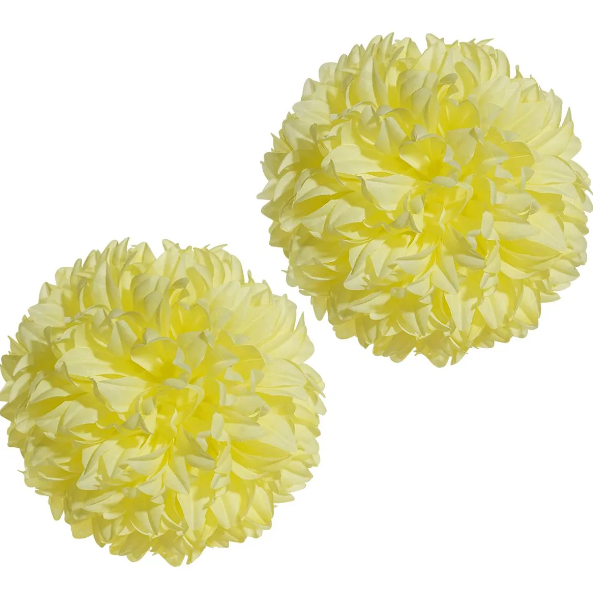 Flor De Pompón, Ø 16 Cm, Amarilla, 2 Piezas