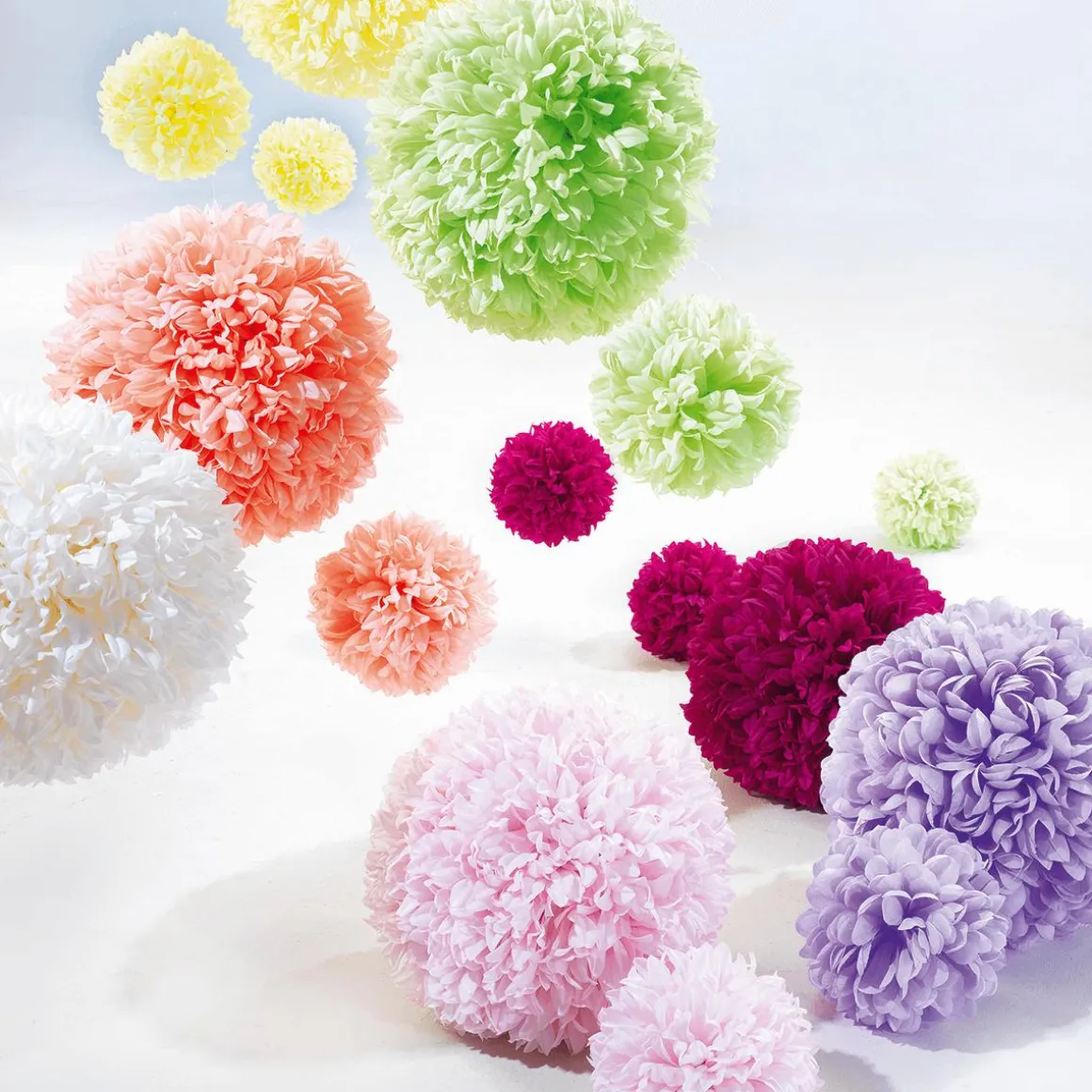 Flor De Pompón, Ø 16 Cm, Amarilla, 2 Piezas