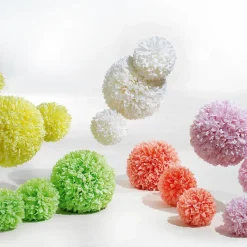 Flor De Pompón, Ø 16 Cm, Amarilla, 2 Piezas