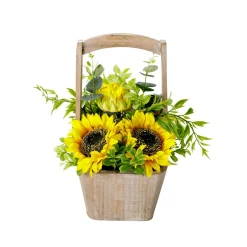 Girasoles Artificiales En Cesta 31 Cm Amarillo