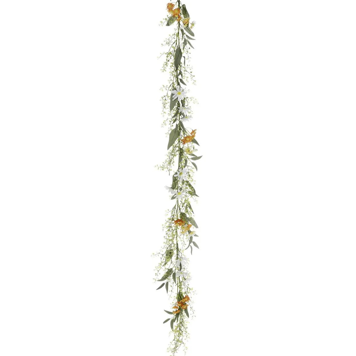 Guirnalda De Flores De Campo Artificiales Enredadera Artificial Naranja - Blanca 158 Cm