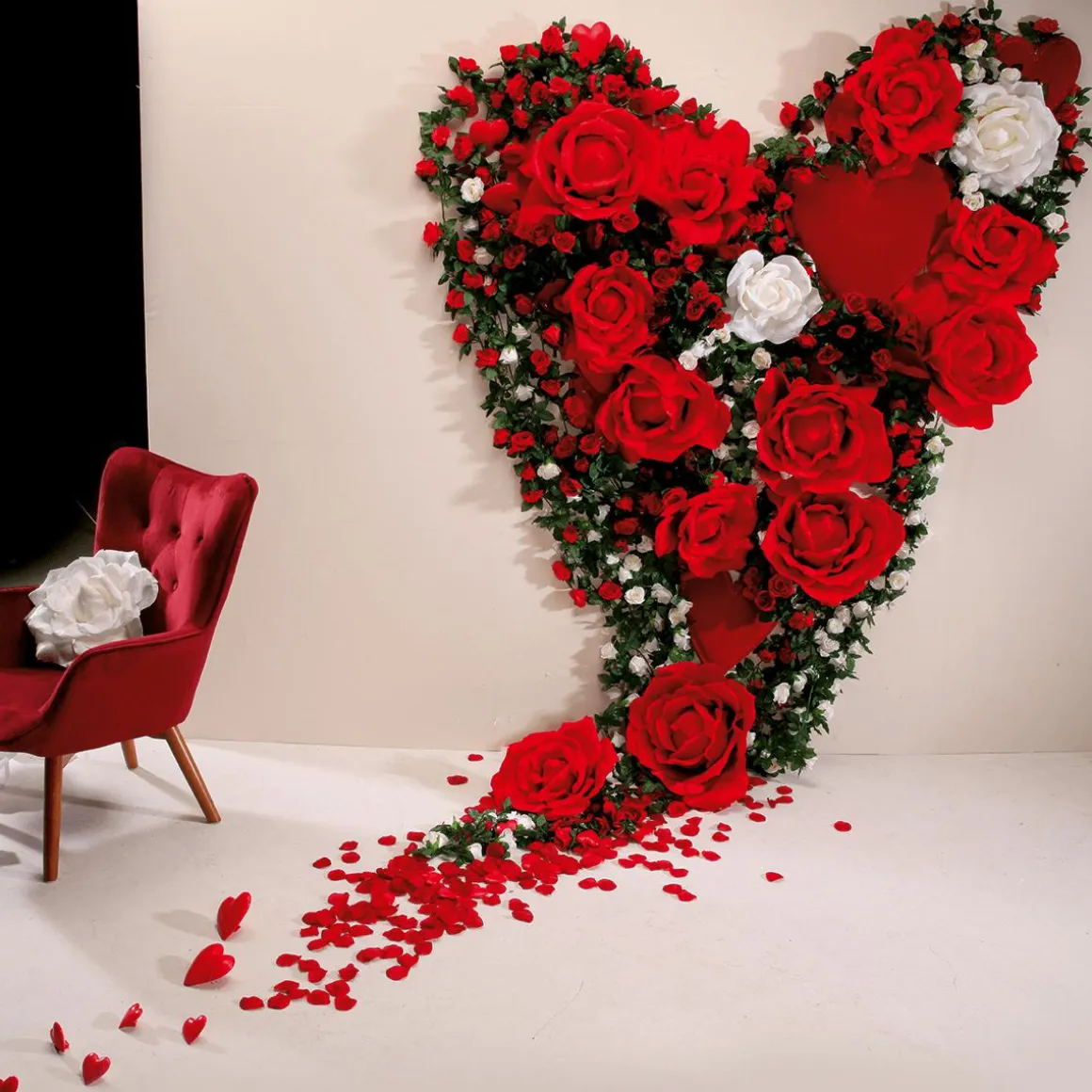Guirnalda De Rosas Artificial 180 Cm, Color Rojo