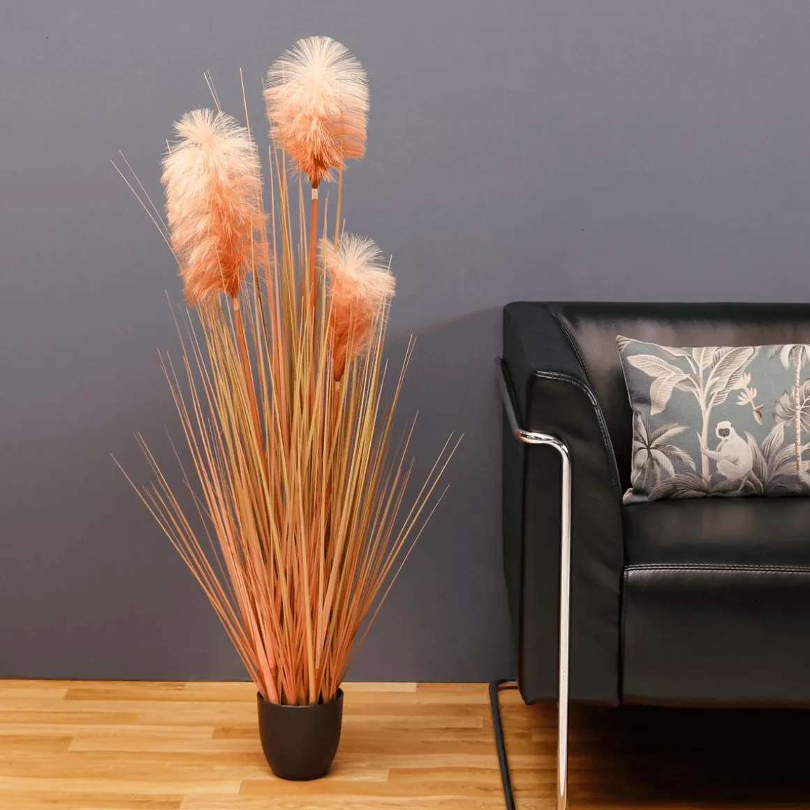Hierba De La Pampa Decorativa De Color Naranja En Maceta Negra 117 Cm