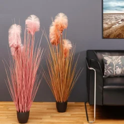 Hierba De La Pampa Decorativa De Color Naranja En Maceta Negra 117 Cm