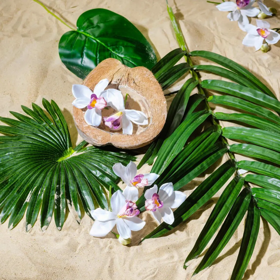 Hoja De Palmera En Abanico Decorativa, Longitud 66 Cm, 2 Piezas