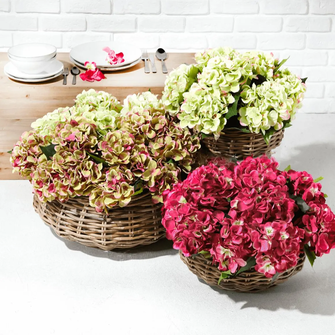 Hortensia Artificial Rosa/verde, 52 Cm