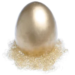 Huevo De Pascua Decorativo Metalizado En Dorado, 18 Cm