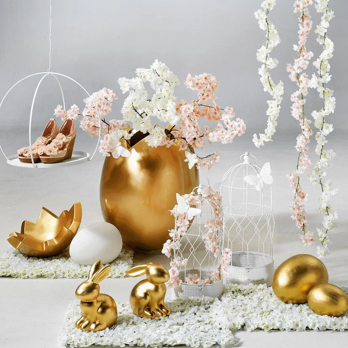 Huevo De Pascua Decorativo Metalizado Oro 26 Cm