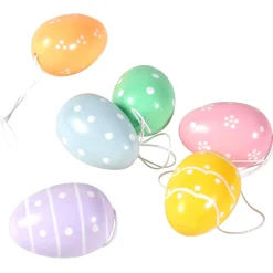 Huevos De Pascua Decorativos Para Colgar 6 Cm, Pastel Con Puntos, 6 Piezas