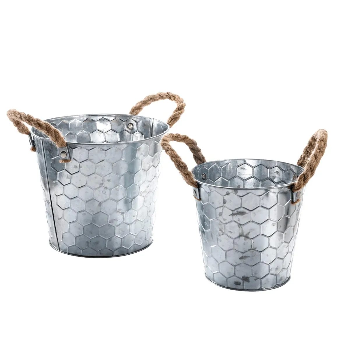 Jardinera De Zinc Con Diseño De Nido De Abeja De 14 Y 17 Cm De Altura
