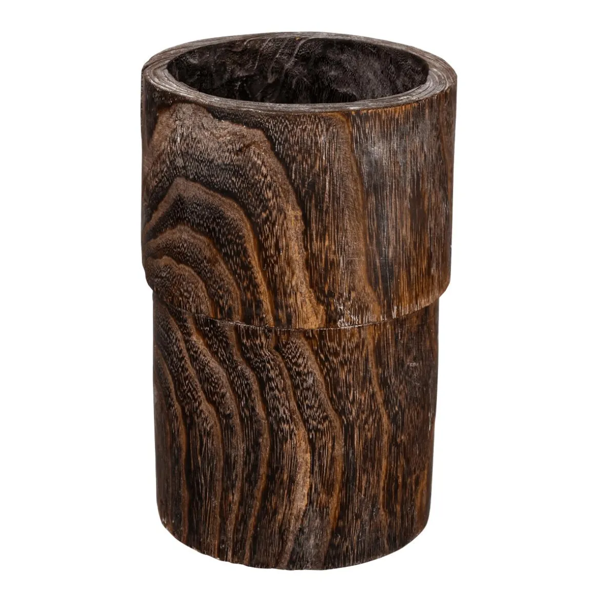 Jarrón De Madera 28,50 Cm Marrón Oscuro
