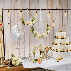 Jarrones Plateados De Mesa Con Bandeja, 8 Piezas