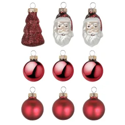 Juego De Bolas De Navidad De Cristal 9 Piezas En Caja Rojo