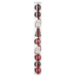Juego De Bolas De Navidad De Cristal 9 Piezas En Caja Rojo