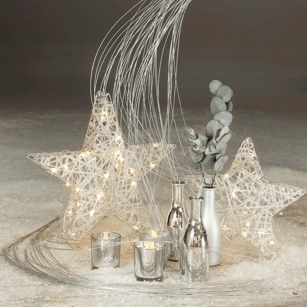 Juego De Botellas De Vidrio De 3 Piezas De Plata 6,5 X 19 Cm