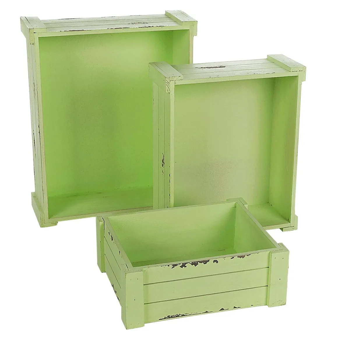 Juego De Cajas De Madera De Diferentes Tamaños, Verde