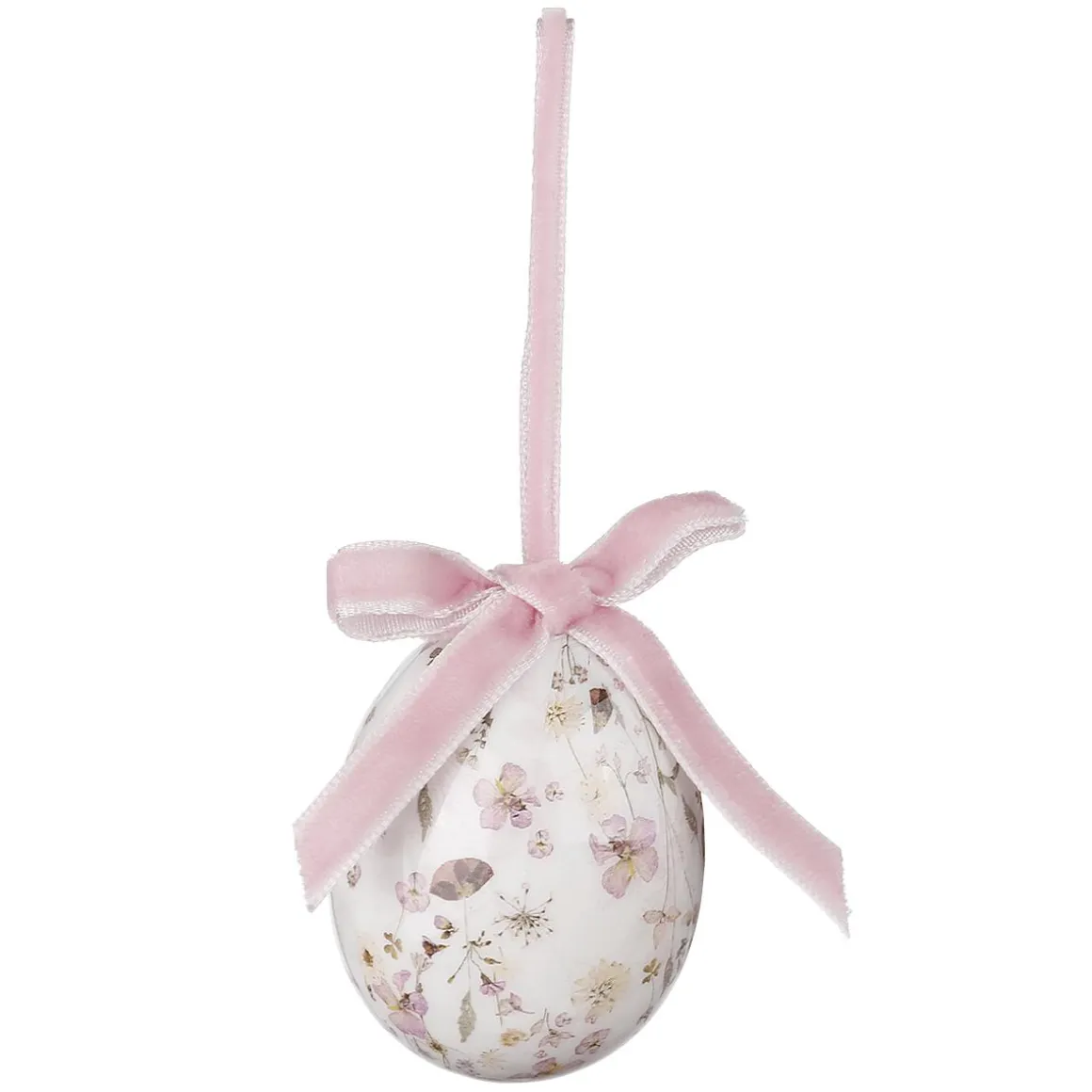 Juego De Huevos De Pascua De Espuma Para Colgar, Blanco Con Dibujo De Flores Y Lazo 8pcs.