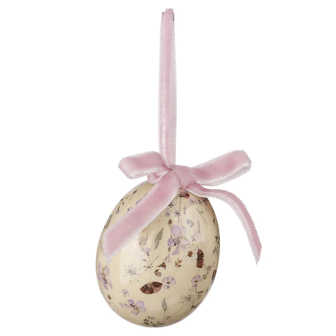 Juego De Huevos De Pascua De Espuma Para Colgar, Blanco Con Dibujo De Flores Y Lazo 8pcs.