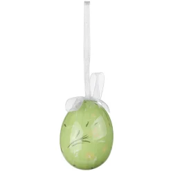 Juego De Huevos De Pascua De Espuma Para Colgar, Amarillo Con Dibujo De Conejo Y Lazo 8pcs.