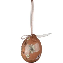 Juego De Huevos De Pascua, 5cm Beige Y Marrón Con Patrón De Flores Y Lazo 8pcs.