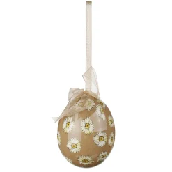 Juego De Huevos De Pascua, 5cm Beige Y Marrón Con Patrón De Flores Y Lazo 8pcs.