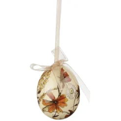Juego De Huevos De Pascua, 5cm Beige Y Marrón Con Patrón De Flores Y Lazo 8pcs.