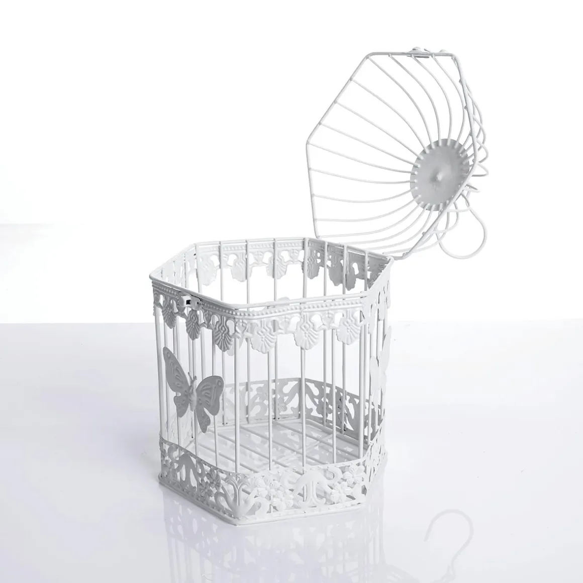 Juego De Jaulas Decorativas Para Pájaros 2 Unidades 48x26x23 Cm / 41x21x18 Cm Blanco