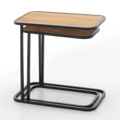 Juego De Mesa 2 Piezas Metal Madera De Abeto