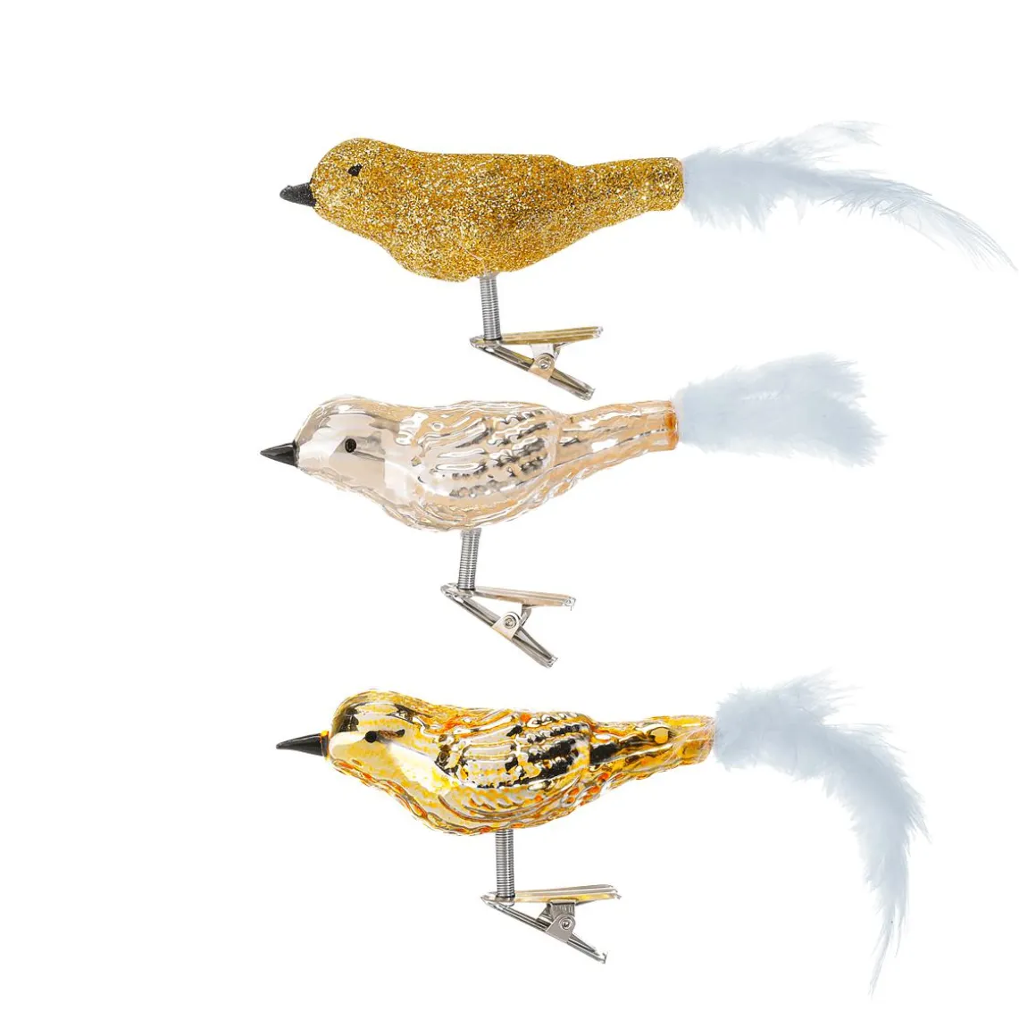 Juego De Pájaros Artificiales Oro 3 Pcs
