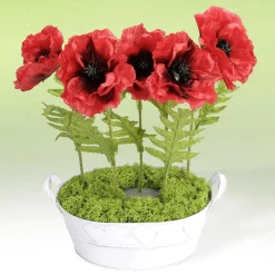 Lote De 3 Flores Artificiales De Amapola En Rojo