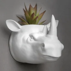 Maceta De Rinoceronte 20 X 24 Cm Blanco