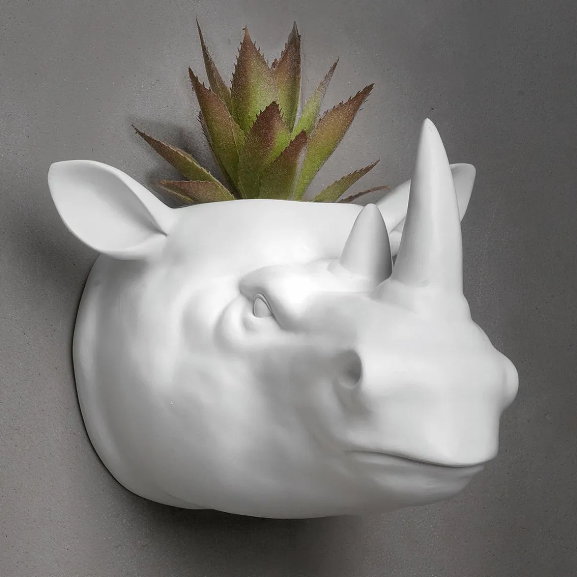 Maceta De Rinoceronte 20 X 24 Cm Blanco