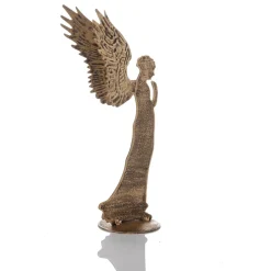Ángel Decorativo De Metal Dorado Vintage, 28 Cm